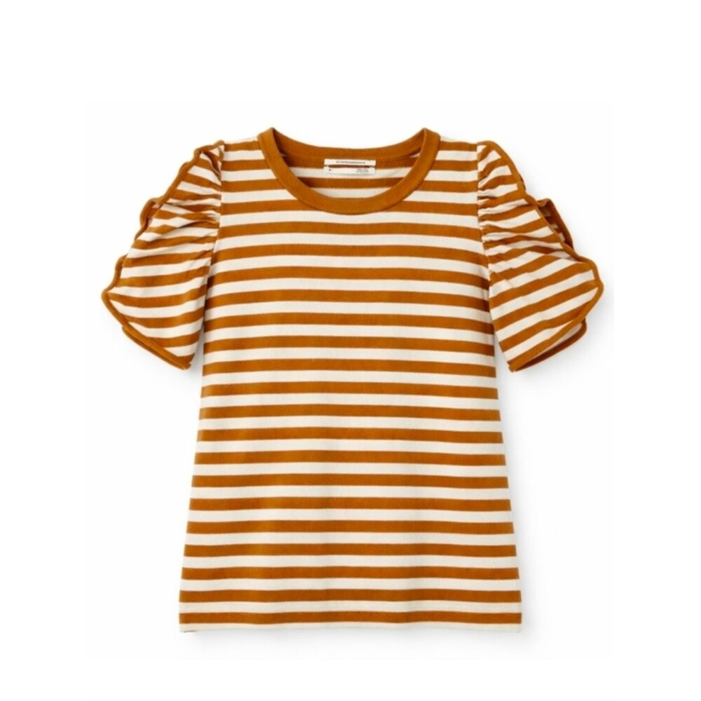 Anthropologie orange white striped sleeveless sweater flutter sleeve boho size m